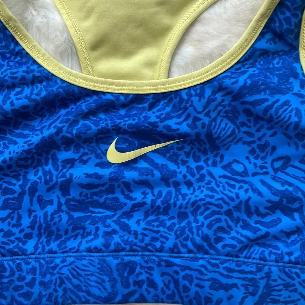 Nike Pro sports bra blue yellow design S design size small s Y2K vintage